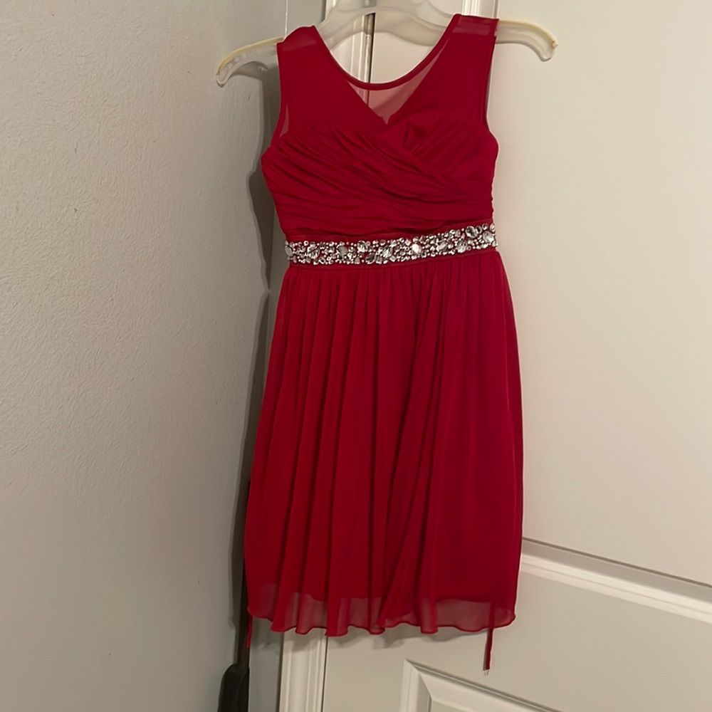 Cute Girls Red Sequien Coctail dress Size 8